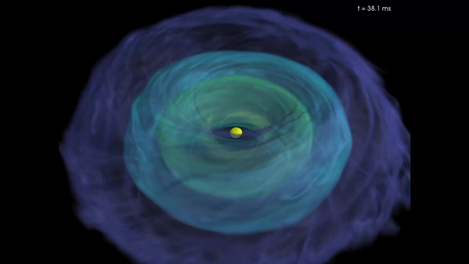 Binary Neutron Star Merger (without magnetic fields).webm